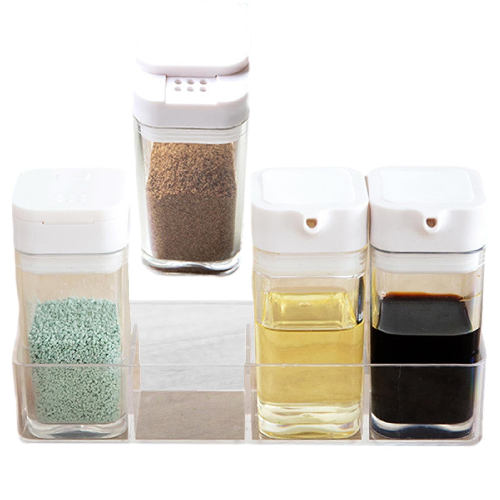 Amazon.co.jp: キッチン調味料容器, キッチン収納 4 グリッド調味料瓶